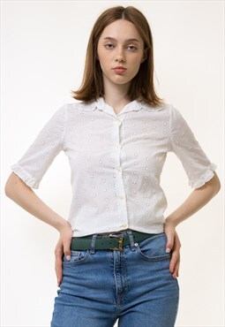 Bavarian Dirndl Victorian Folk Buttons blouse Shirt 5491