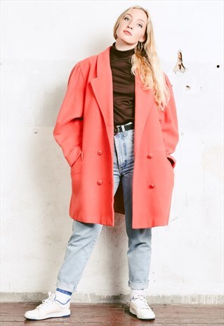 VINTAGE 80S CORAL PINK OVERSIZED COAT