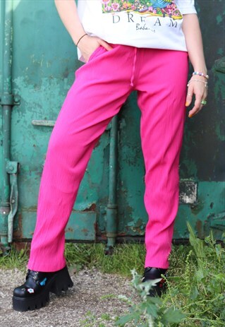 90S HIGH WAISTED BRIGHT PINK SPICE GIRLS BRATZ TROUSERS