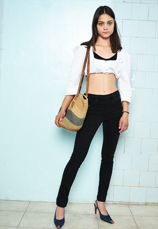 VINTAGE Y2K ACNE MEDIUM WAIST BLACK DENIM JEANS PANTS