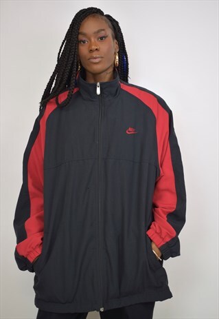 VINTAGE 90S NIKE OVERSIZED RED & BLACK SPORTS JACKET