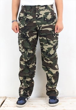 Vintage Men W30 L32 Army Loose Camouflage Pants Trouser Camo