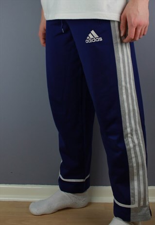 VINTAGE ADIDAS JOGGERS IN BLUE WITH EMBROIDERY