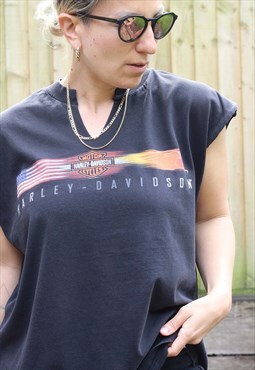 Vintage 1990s Harley Davidson flames and eagle print t shirt