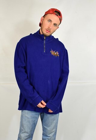 VINTAGE POLO RALPH LAUREN NAVY BLUE EMBROIDERED JUMPER