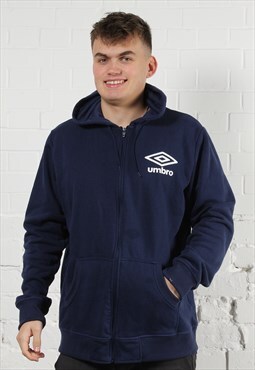 Vintage Umbro Hoodie in Navy with Spell Out Logo XL