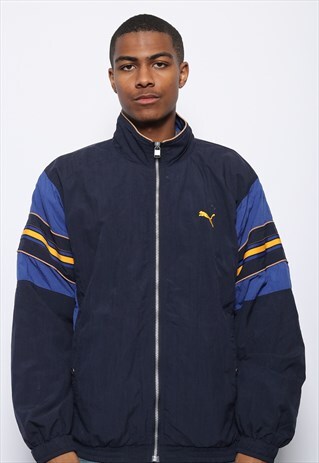 VINTAGE PUMA LOGO TRACK JACKET NAVY BLUE
