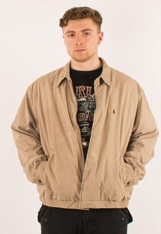 VINTAGE BEIGE POLO RALPH LAUREN HARRINGTON JACKET XXL