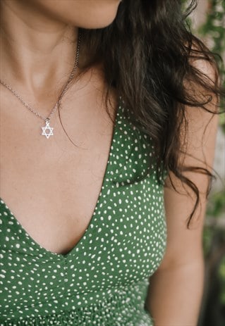 STAR OF DAVID NECKLACE SILVER LINK CHAIN JEWISH GIFT FOR HER