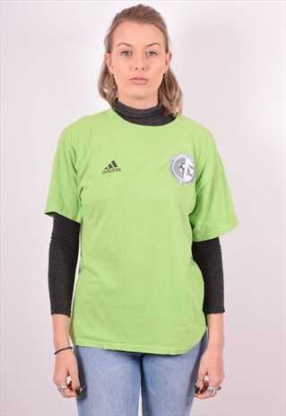 ADIDAS WOMENS VINTAGE T-SHIRT TOP MEDIUM GREEN