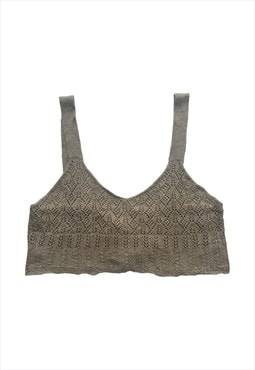 Y2K 00S Knit Crop Top vest Cami Light Brown