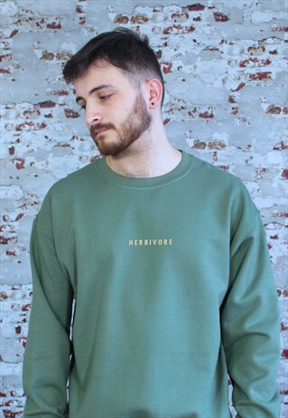 HERBIVORE EMBROIDERY GREEN SWEATSHIRT