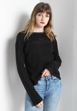 Vintage Armani Spellout Sweatshirt Jumper Black