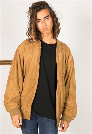 VINTAGE 80S WINTER BOMBER SUEDE JACKET / R0035