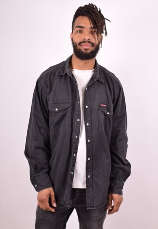 MENS VINTAGE DENIM SHIRT XXL BLACK 90S