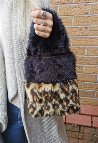 'STAY WILD' LEOPARD PRINT, HANDMADE, MINI TOTE BAG