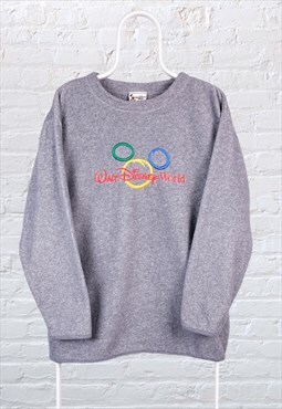 Vintage Disney Embroidery Fleece Sweatshirt Grey