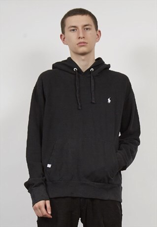 BLACK POLO RALPH LAUREN HOODED SWEATER