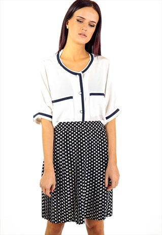 VINTAGE POLKA DOT PLEATED SKIRT ACSK59