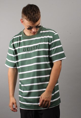 GUESS STRIPED GREEN/WHITE T-SHIRT