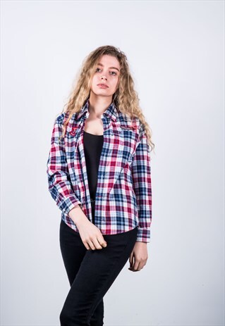TOMMY HILFIGER VINTAGE 1990S RED AND BLUE CHECKED SHIRT