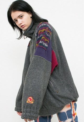 VINTAGE FJALLRAVEN JUMPER AZTEC GRAY PURPLE LONG SLEEVED