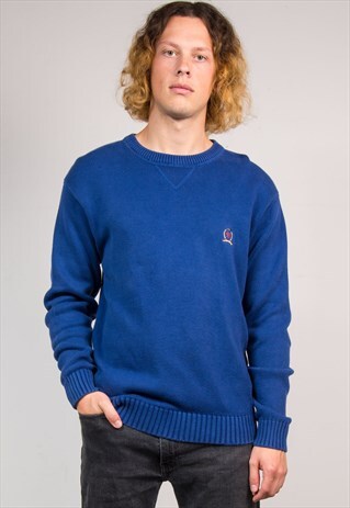 VINTAGE TOMMY HILFIGER 90'S BLUE KNIT JUMPER