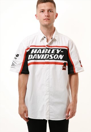 90S VINTAGE HARLEY-DAVIDSON RACING COTTON SHIRT 15683