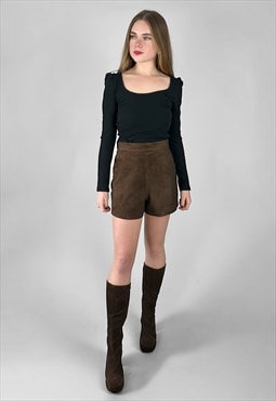 80's Vintage Brown Soft Suede Ladies Shorts