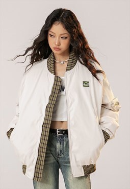 Winter varsity jacket checked padded MA-1 bomber winter coat