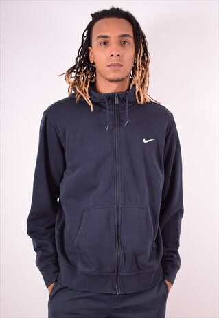 NIKE MENS VINTAGE HOODIE JACKET XL NAVY BLUE 90S