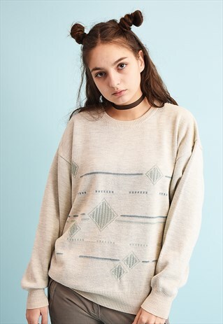 90'S RETRO NEUTRAL SLOUCHY KNIT OVERSIZED DADS JUMPER