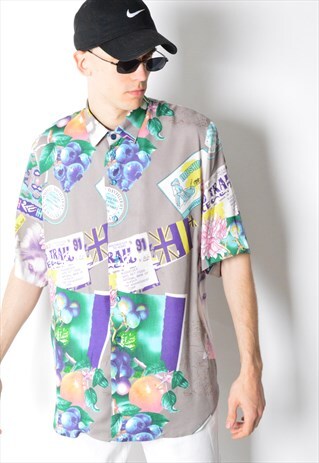 VINTAGE 90S COLOURFUL SHORT SLEEVE SHIRT