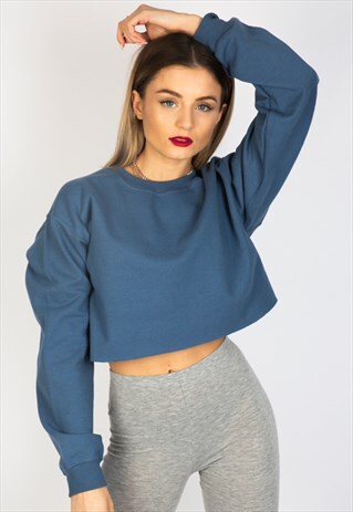 ULTIMATE BOYFRIEND CROPPED JUMPER- POWDER BLUE