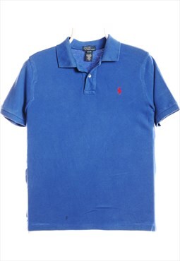 Vintage 90's Ralph Lauren Polo Shirt Plain Short Sleeve Blue