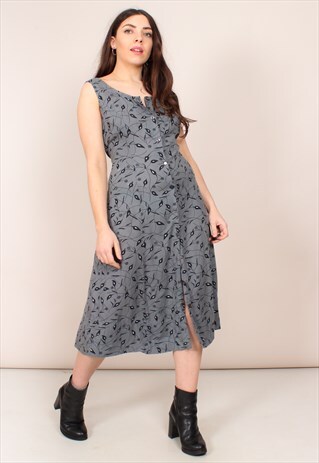 VINTAGE 90S FLORAL PRINT MAXI SPLIT DRESS