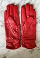 80'S SOFT RED LEATHER LADIES VINTAGE GLOVES