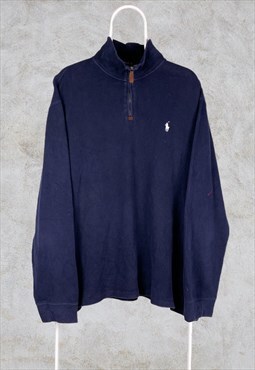 Vintage Polo Ralph Lauren 1/4 Zip Sweatshirt Blue XL