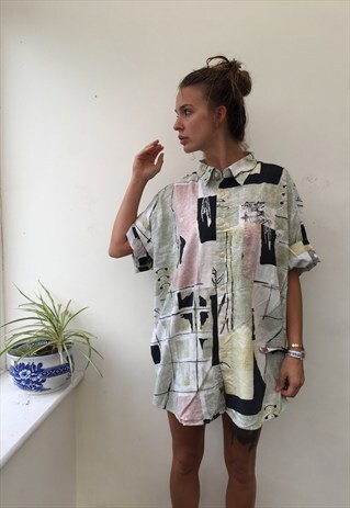 CRAZY PATTERN OVERSIZED RETRO VINTAGE UNISEX FESTIVAL SHIRT
