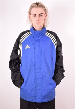 ADIDAS MENS VINTAGE RAIN JACKET XL BLUE 90S