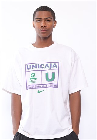 VINTAGE NIKE BIG LOGO UNICAJA T-SHIRT WHITE