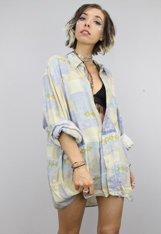 VINTAGE 80S/90S OVERSIZED PATTERNED SHIRT