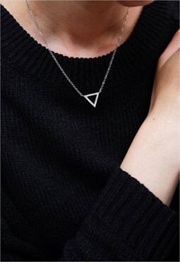 CZ Triangle Chain Necklace Women Sterling Silver Necklace