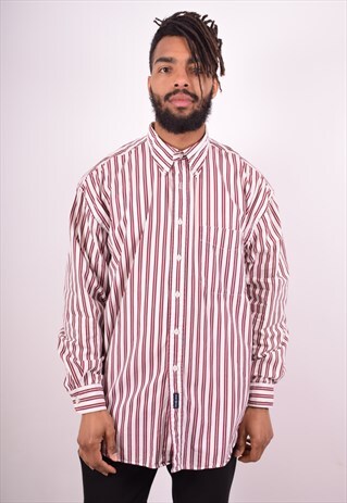 GANT MENS VINTAGE SHIRT XL WHITE STRIPES 90S