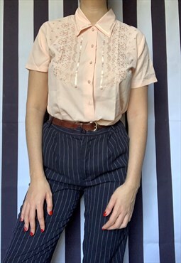 Vintage 80s pink short sleeves blouse, St Michael, UK10/12