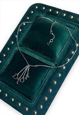 Vintage Dior necklace spellout chain silver tone y2k 2000s