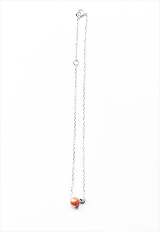 ARI 925 STERLING SILVER ANKLET IN CORAL
