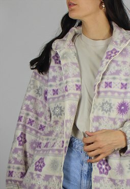 Vintage Patterned Fleece Jacket w Diamante Sequin Detail