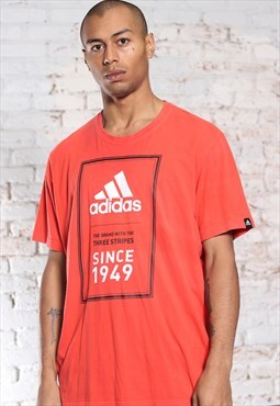 Vintage Adidas Print Logo T-Shirt Red