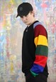 JUMPER WITH PATCHWORK STRIPED SLEEVES AND YAP PATCH